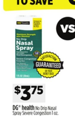 DG® health No Drip Nasal Spray Severe Congestion