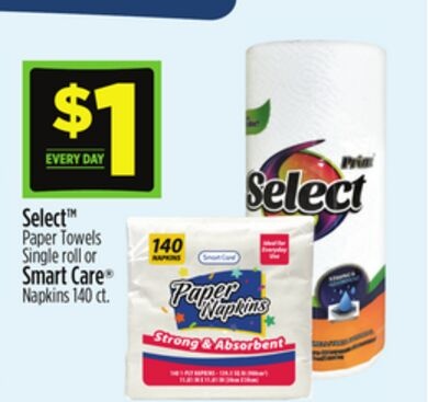 Select™ Paper Towels Single roll or Smart Care® Napkins