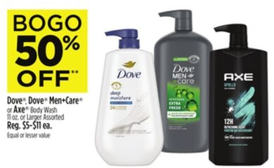 Dove®, Dove® Men+Care® or Axe® Body Wash