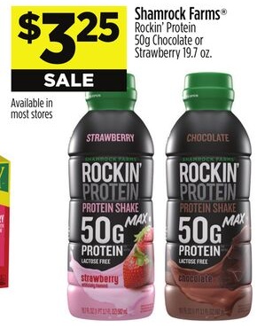 Shamrock Farms® Rockin' Protein 50g Chocolate or Strawberry 19.7 oz.