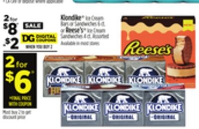 KLONDIKE® Ice Cream Bars or Sandwiches or REESE'S® Ice Cream Sandwiches