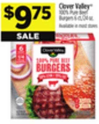 Clover Valley 100% Pure Beef Burgers