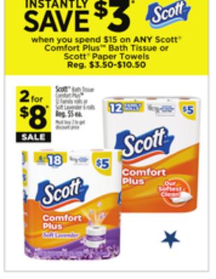 Scott® Bath Tissue Comfort Plus™ 12 Family rolls or Soft Lavender 6 rolls