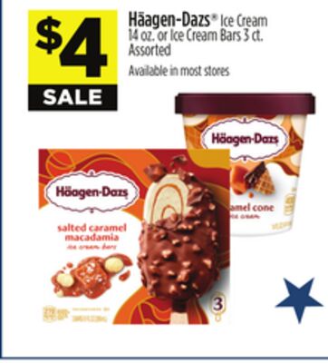 Häagen-Dazs®Ice Cream 14 oz. or Ice Cream Bars 3 ct.