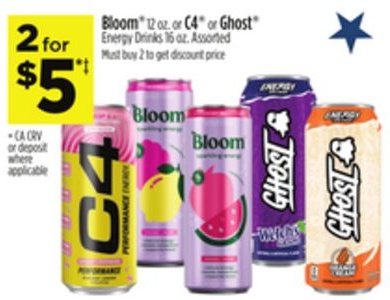 Bloom® or C4® or Ghost® Energy Drinks