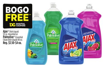 Ajax® Dish Liquid 52 oz. Assorted or Palmolive® Essential Clean Dish Liquid 40 oz.