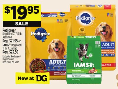 Pedigree Dog Food 27-30 lb. Assorted or Iams® Dog Food 11 lb. Assorted