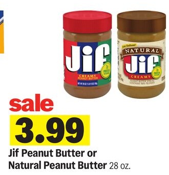 Jif Peanut Butter or Natural Peanut Butter