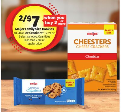 Meijer Family Size Cookies 18-20 oz. or Crackers* 12-21 oz.