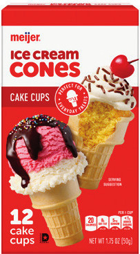 Meijer Ice Cream Cups 12 ct./1.75 oz. or Sugar Cones 12 ct./5 oz.