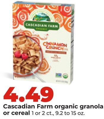 Cascadian Farm organic granola or cereal
