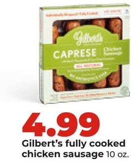 Gilbert's fully cooked chicken sausage