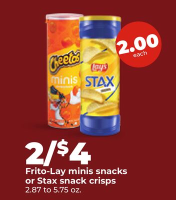 Frito-Lay minis snacks or Stax snack crisps