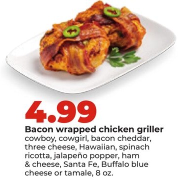 Bacon wrapped chicken griller