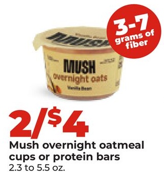 Mush overnight oatmeal cups or protein bars