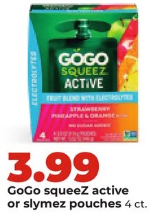 GoGo squeeZ active or slymez pouches