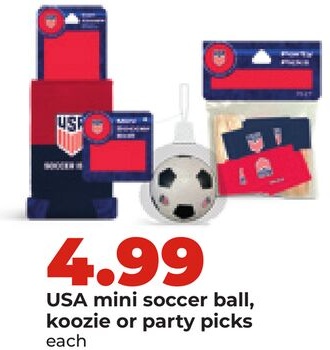 USA mini soccer ball, koozie or party picks