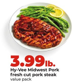 Hy-Vee Midwest Pork fresh cut pork steak value pack