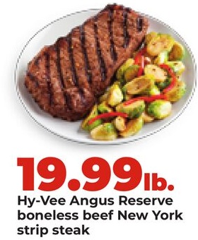 Hy-Vee Angus Reserve boneless beef New York strip steak