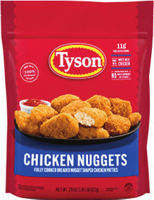 Tyson Breaded Chicken Strips or Nuggets 40-64 oz., Frozen, Value Pack or Corner Booth Italian Beef 48 oz., Frozen