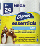 Charmin Essentials Bath Tissue 6 ct., Mega Roll or Bounty Essentials Paper Towels 2 ct. Triple Roll