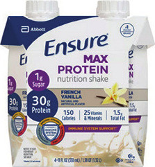 Ensure Max Protein Shakes 4-11 oz. shakes, or Boost High Protein Shakes 6-8 oz. shakes.