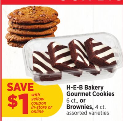 H-E-B Bakery Gourmet Cookies 6 ct., or Brownies, 4 ct.