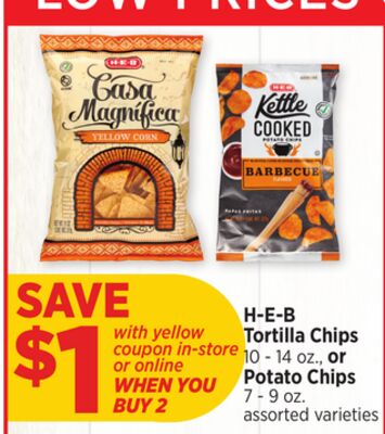 Tortilla Chips 10 - 14 oz., or Potato Chips 7 - 9 oz.