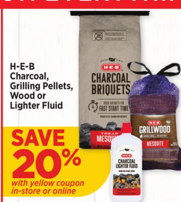 H-E-B Charcoal, Grilling Pellets, Wood or Lighter Fluid
