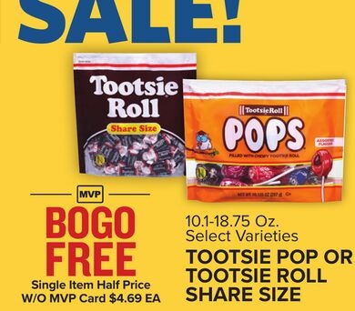Tootsie Pop or Tootsie Roll Share Size