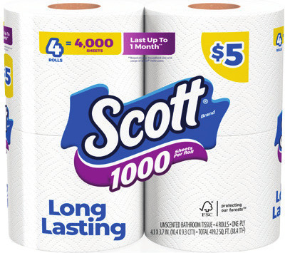 Scott 1000 Bath Tissue 4 Rolls, Comfort Plus Bath Tissue 6 or 12 Rolls, OR Paper Towels 6 Rolls