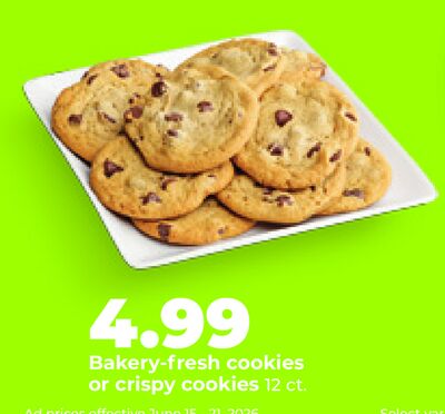 Bakery-fresh cookies or crispy cookies