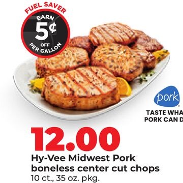 Hy-Vee Midwest Pork boneless center cut chops