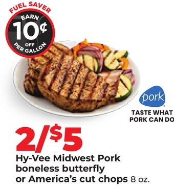 Hy-Vee Midwest Pork boneless butterfly or America's cut chops