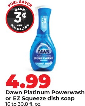 Dawn Platinum Powerwash or EZ Squeeze dish soap