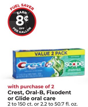Crest, Oral-B, Fixodent or Glide oral care