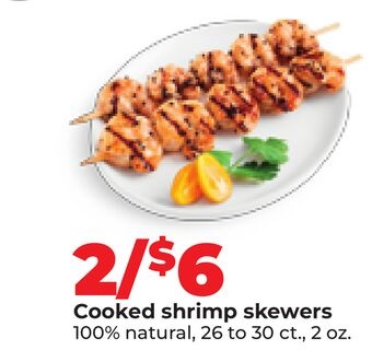Cooked shrimp skewers