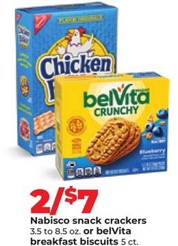 Nabisco snack crackers or 3.5 to 8.5 oz., belVita breakfast biscuits 5 ct.