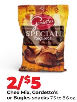 Chex Mix, Gardetto's or Bugles snacks