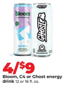 Bloom, C4 or Ghost energy drink