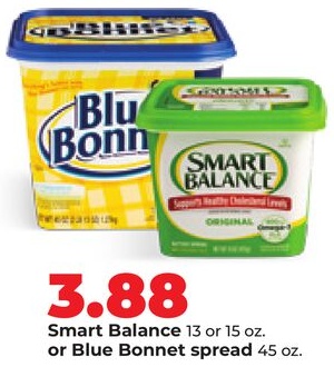 Smart Balance 13 or 15 oz. or Blue Bonnet spread 45 oz.