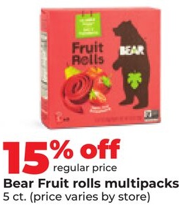 Bear Fruit rolls multipacks