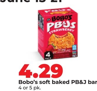 Bobo's soft baked PB&J bars