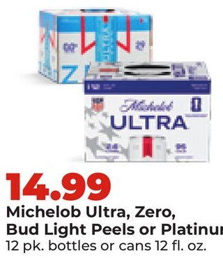 Michelob Ultra, Zero, Bud Light Peels or Platinum