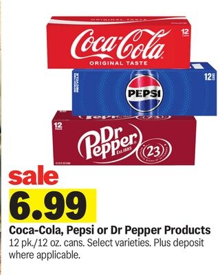 Coca-Cola, Pepsi or Dr Pepper Products