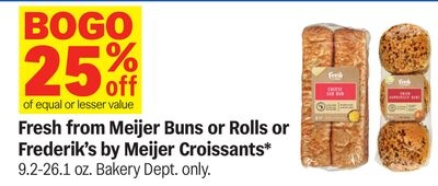 Fresh from Meijer Buns or Rolls or Frederik's by Meijer Croissants*