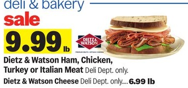 Dietz & Watson Ham, Chicken, Turkey or Italian Meat