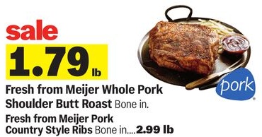 Fresh from Meijer Whole Pork Shoulder Butt Roast