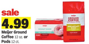 Meijer Ground Coffee 12 oz. or Pods 12 ct.