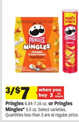 Pringles 6.84-7.16 oz. or Pringles Mingles* 5.5 oz.